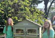 
			
				                                Mollie O’Rourke and Rebakah Naeher of troop 50075 created a Little Free Library at the Waverly Community House.
                                 Submitted Photo

			
		